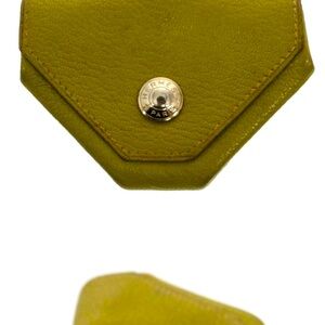 Rare HERMES 24 Verso Epsom Leather Green Vintage Coin Purse Wallet